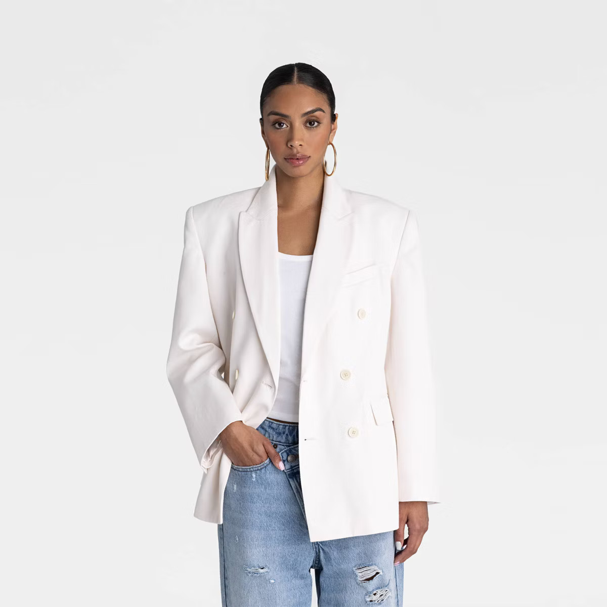 KBB by KAHLANA Women's 'The David Blazer' - Cream | Target