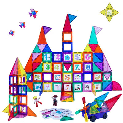 PICASSO-TILES Magnetic Tiles for Kids – 121PCS STEM Construction Building Blocks Educational Toy Set | Target