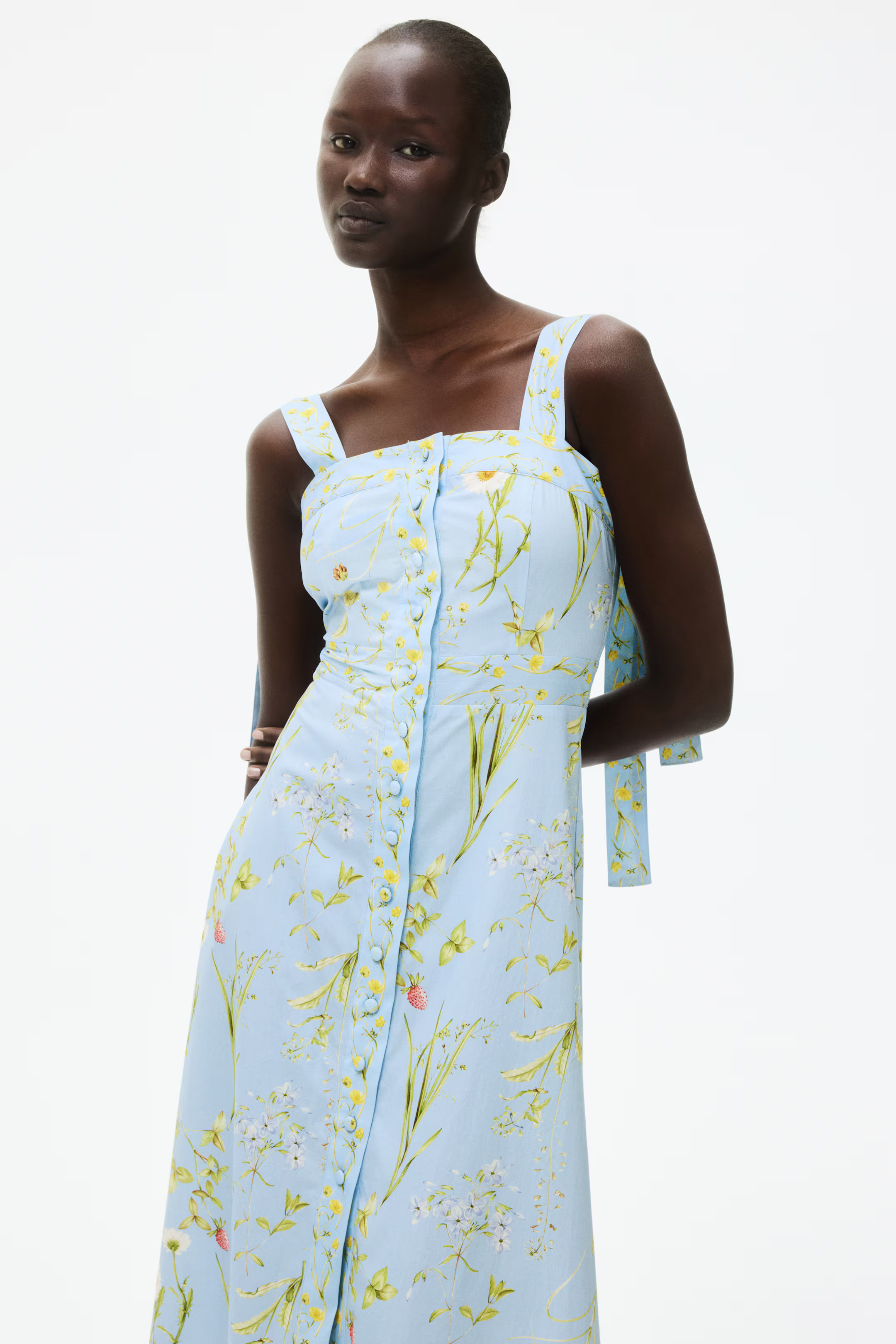 Baumwollkleid mit Bindeträgern | H&M (DE, AT, CH, NL, FI)