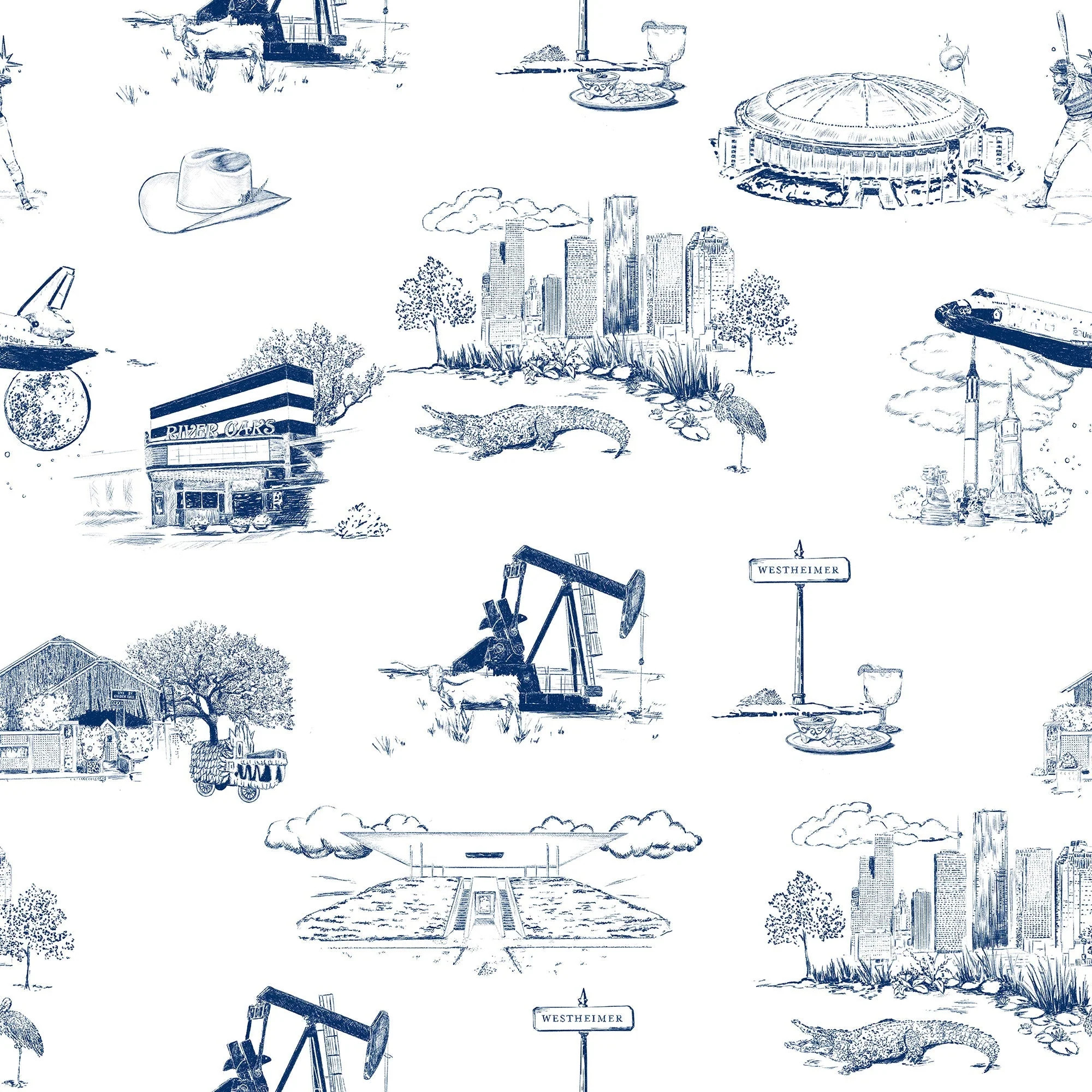 Houston Toile Peel & Stick Wallpaper | Colorful Prints, Wallpaper, Pajamas, Home Decor, & More | Katie Kime Inc