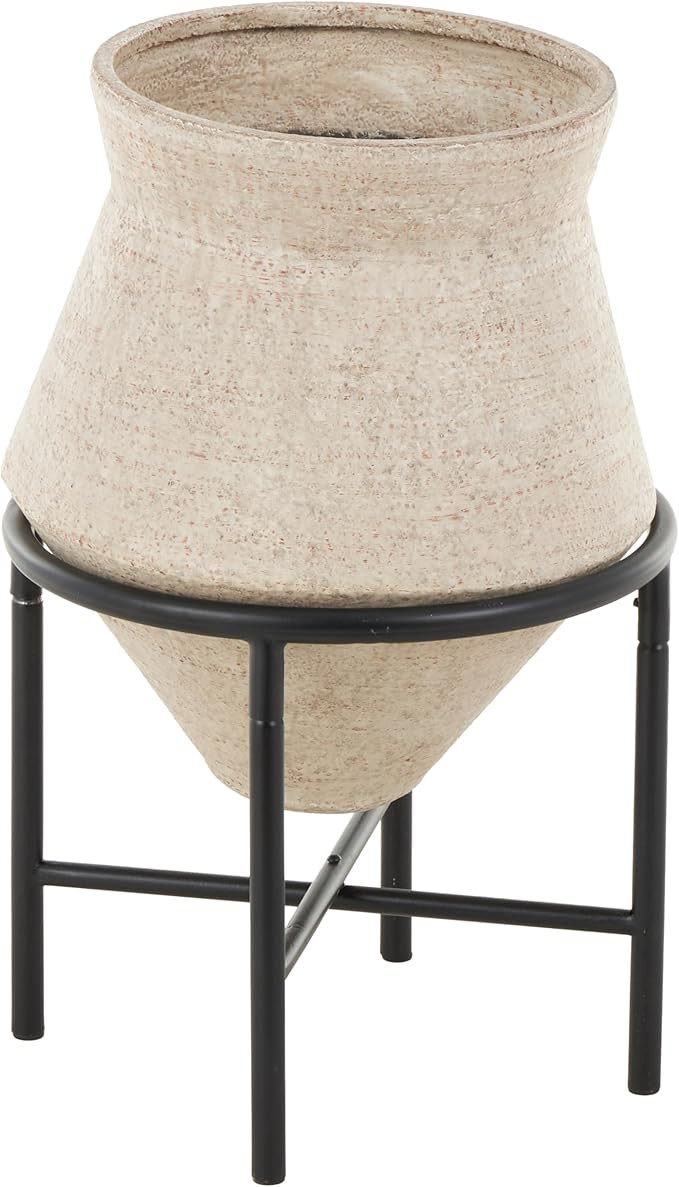 Deco 79 Metal Decorative Vase Wide Centerpiece Vase with Black Metal Stands, Flower Vase for Home... | Amazon (US)