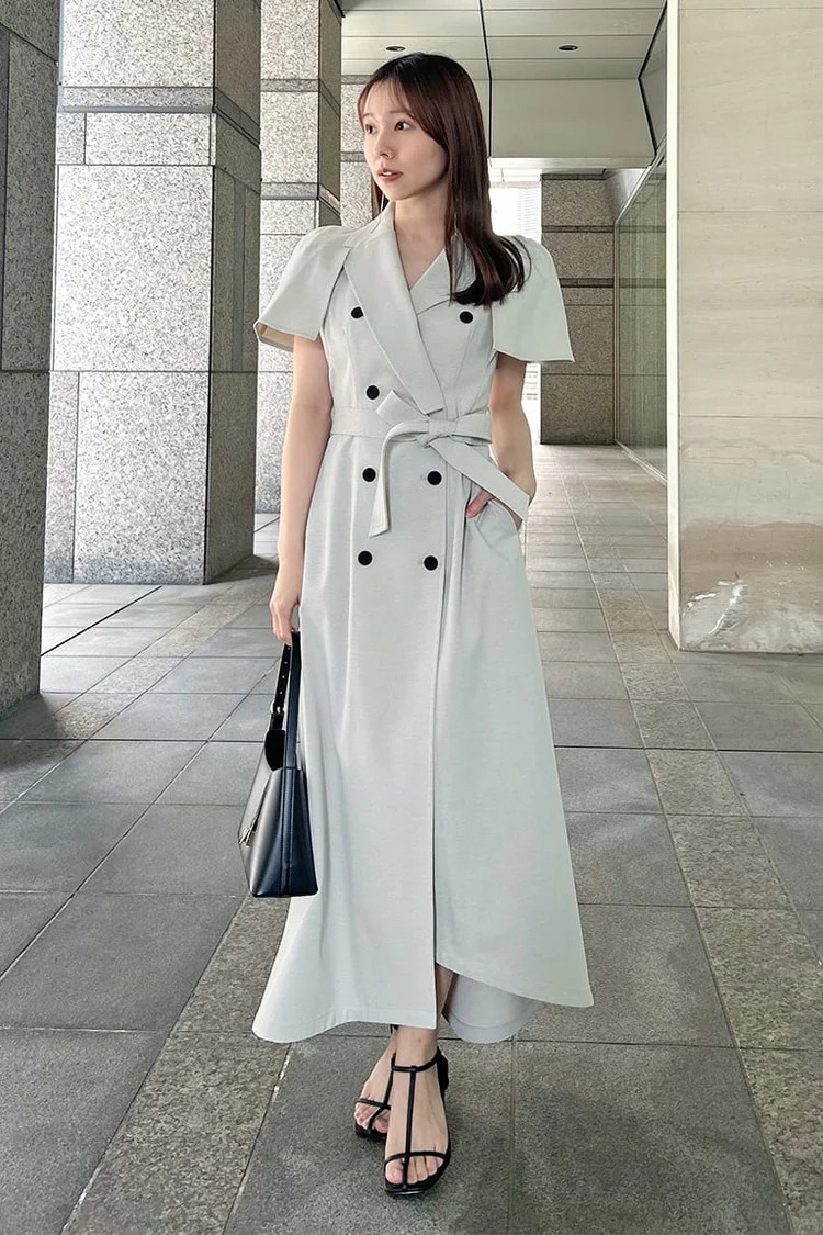 2-Way Sleeveless Trench-Style Maxi Dress | Snidel