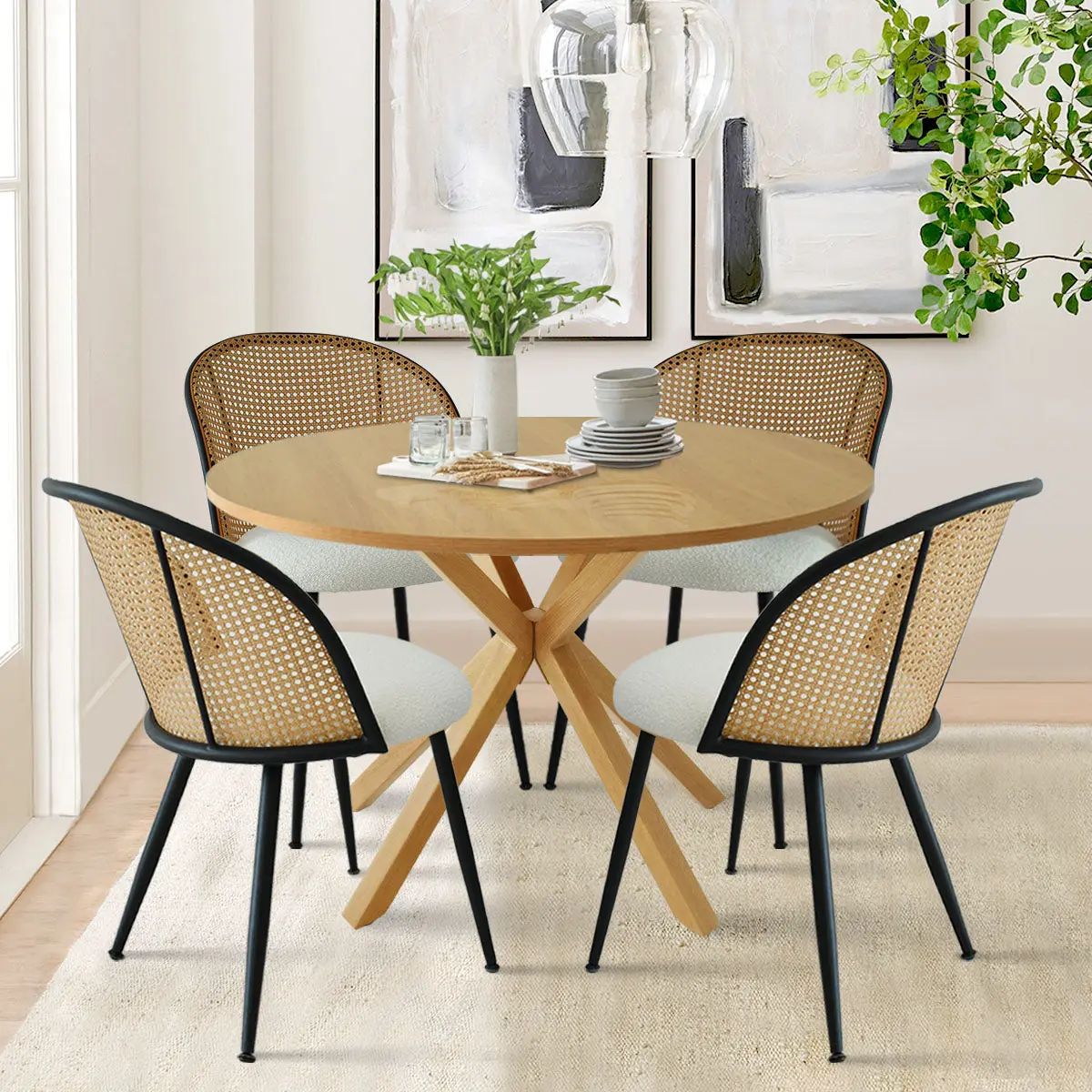 Oliver & Jules Round Dining Set For 4 | The Pop Maison