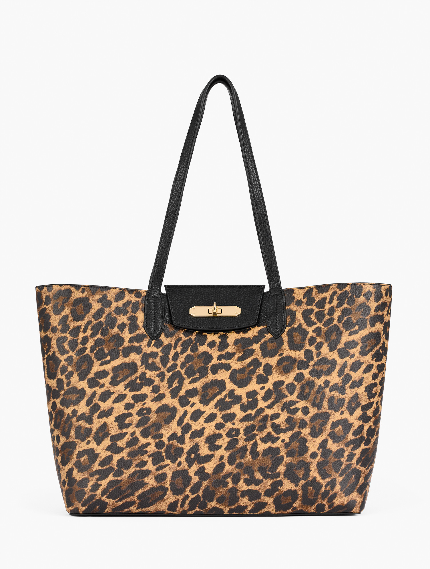 Kendell Leopard Leather Tote - Tan/Black - 001 Talbots | Talbots