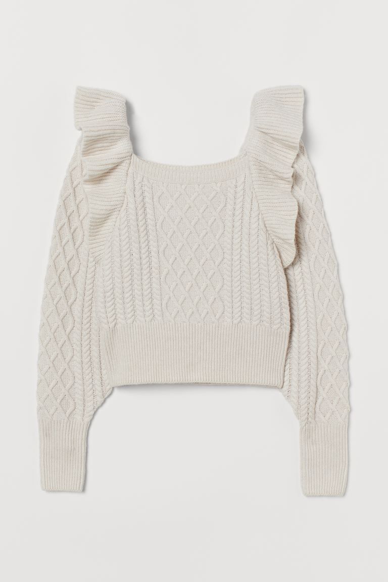 Flounced Cable-knit Sweater | H&M (US + CA)