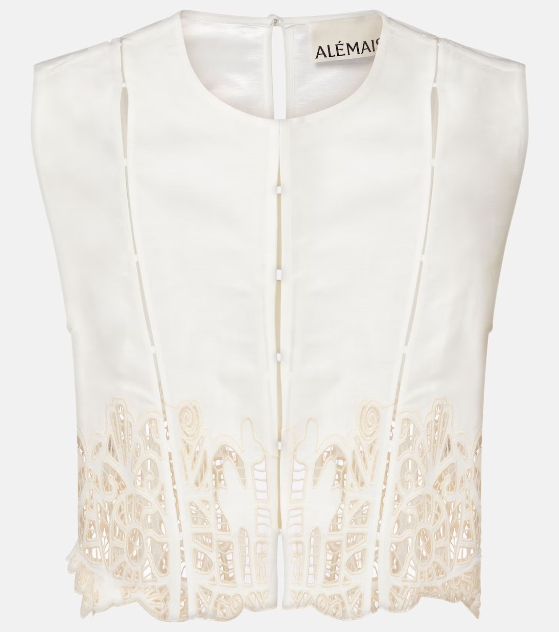 Rosemary embroidered linen-blend top | Mytheresa (US/CA)