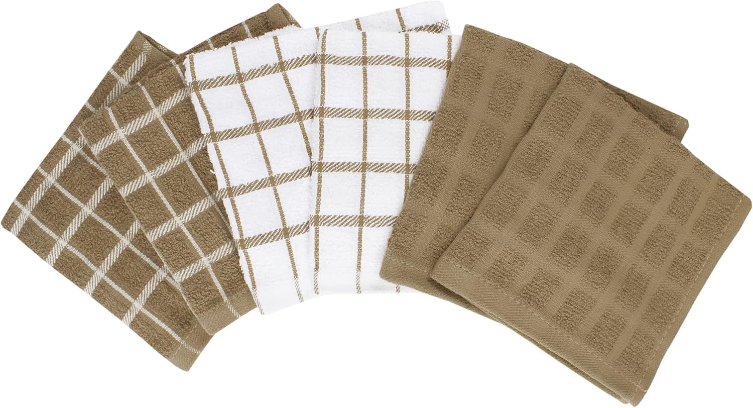 Ritz 100% Terry Cotton, Highly Absorbent Dish Cloth Set, 12” x 12”, 6-Pack, Mocha Brown | Amazon (US)