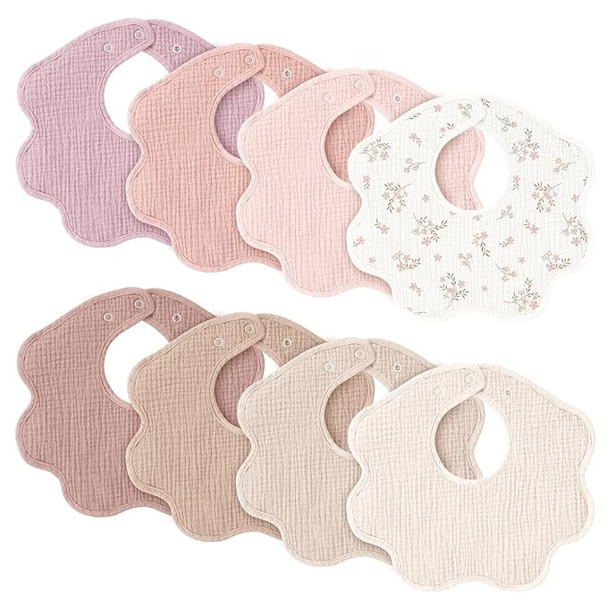 Konssy Muslin Baby Bibs 8 Pack, 100% Cotton Absorbent Bandana Drool Bibs for Teething and Droolin... | Amazon (US)