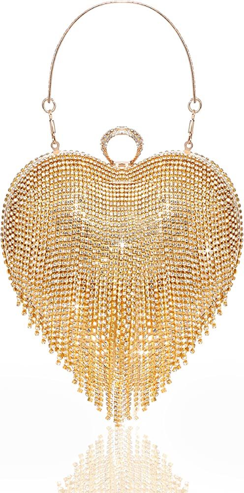 BABEYOND Women's Rhinestone Clutch Evening Bag - Heart Shape Glitter Tassel Purse for 1920s Party... | Amazon (US)
