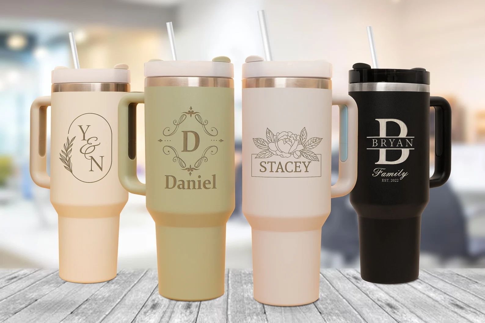 Personalized 40oz Tumbler With Handle & Straw Laser Engraved - Etsy | Etsy (US)