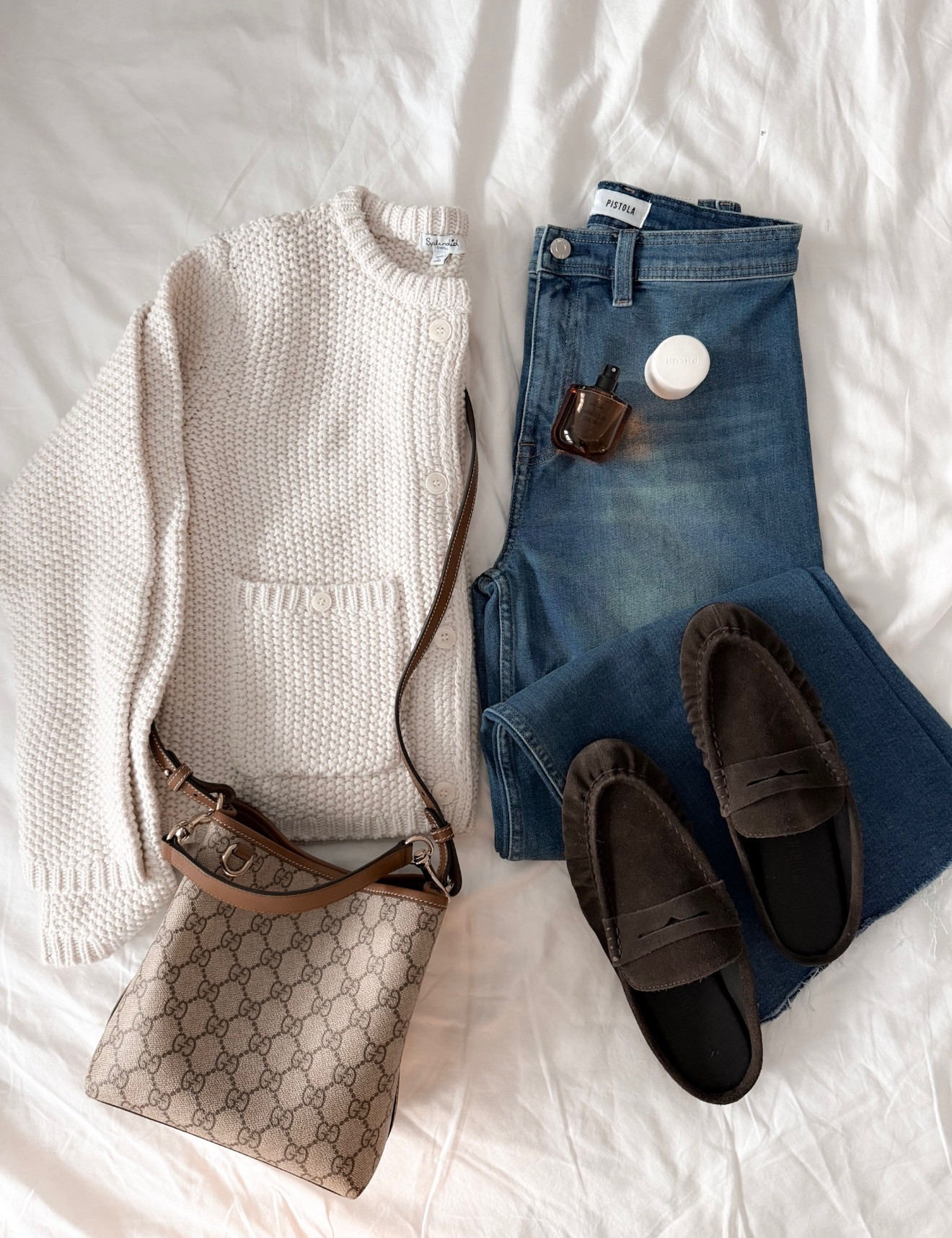 Spring neutral style, jeans, suede mules, gucci bag, neutral cardigan, annabrstyle 


#LTKgrwm #LTKOver40 #LTKSeasonal