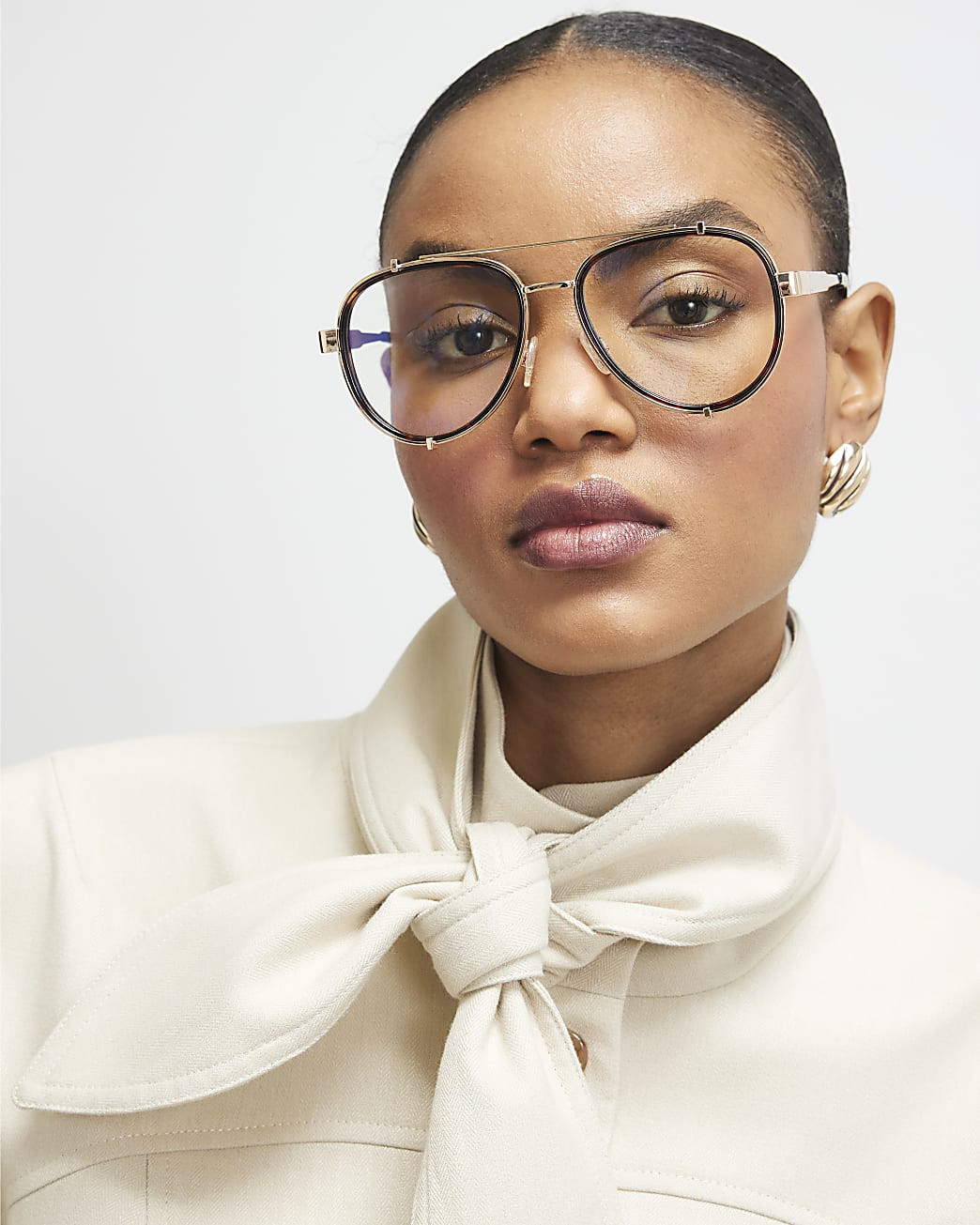 Brown Optical Lense Aviator Glasses | River Island UK & IE