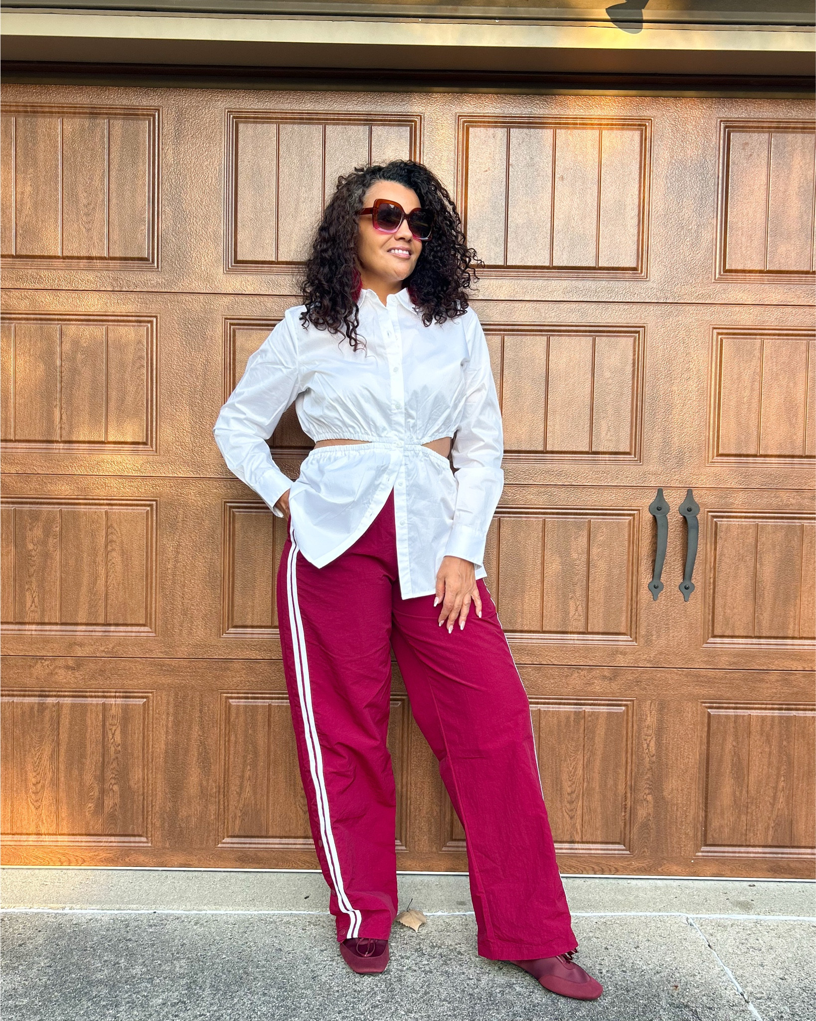 I love dressing up track pants and these are super cute and under $14 . I may have to purchase the blue also!  How about you? Do you like dressing up your track pants ? #trackpants #walmartfind #fashionover40 #fallfashion 

#LTKFindsUnder50 #LTKOver40 #LTKMidsize