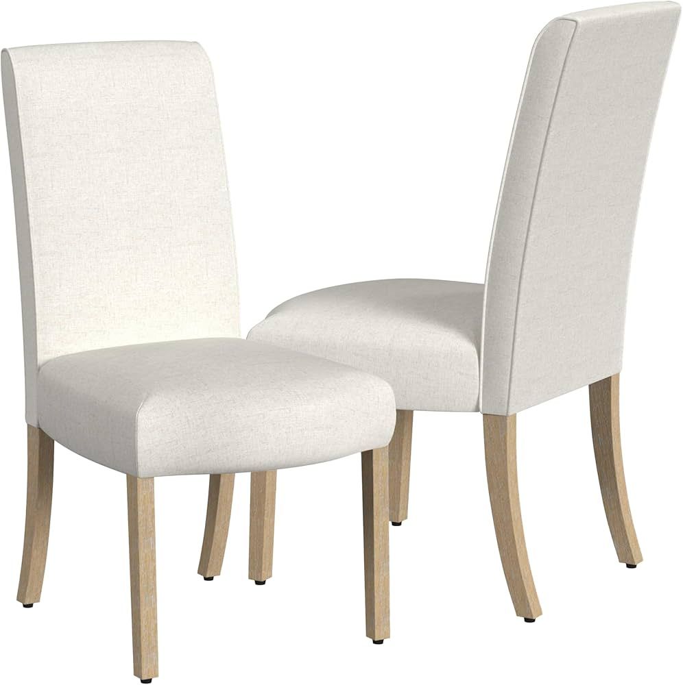 HomePop Classic Parsons Dining Chairs, Cream Textured Woven(Set of 2) | Amazon (US)