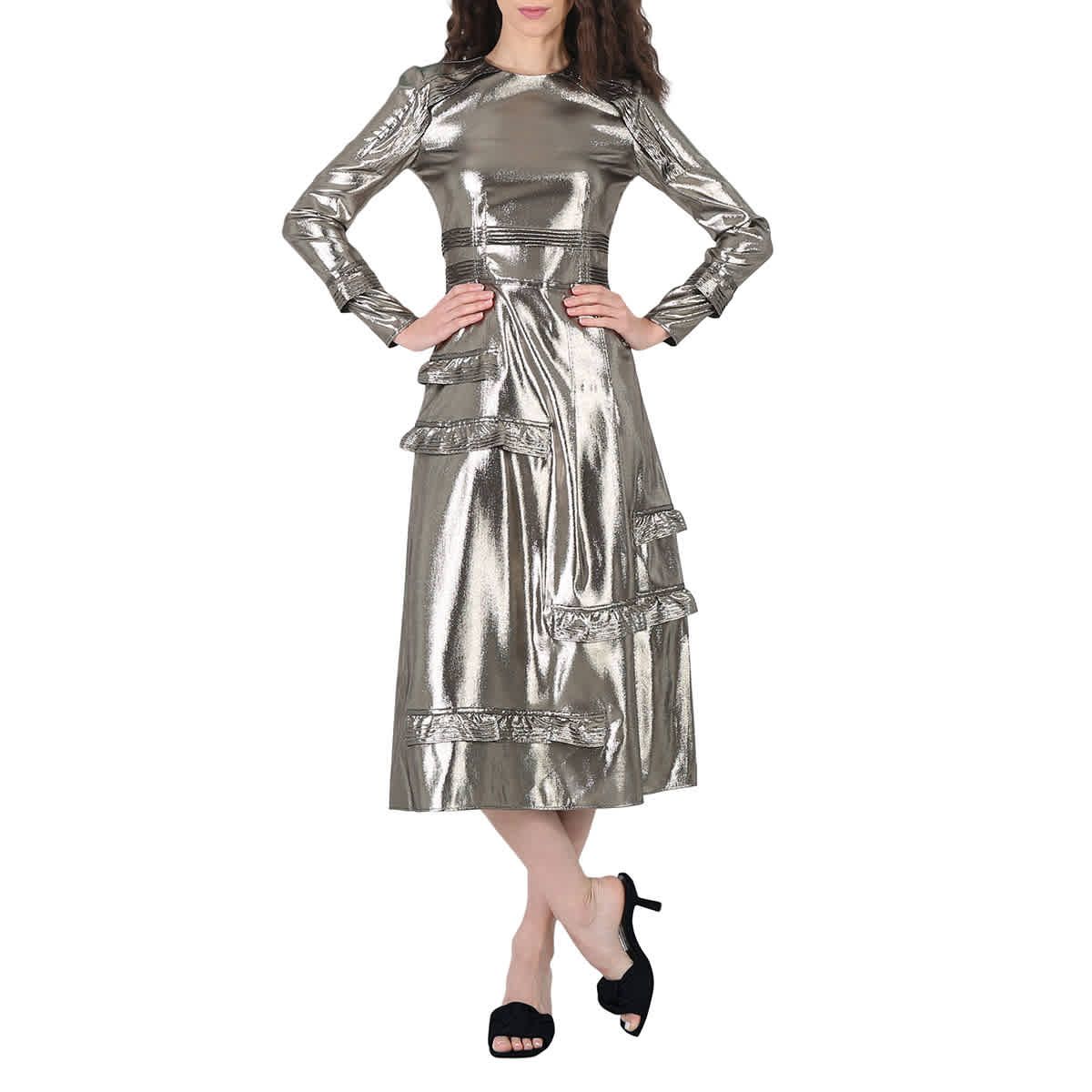 Burberry Silver Long Sleeve Dress With Stitch Detail, Brand Size 4 (US Size 2) | Jomashop.com & JomaDeals.com
