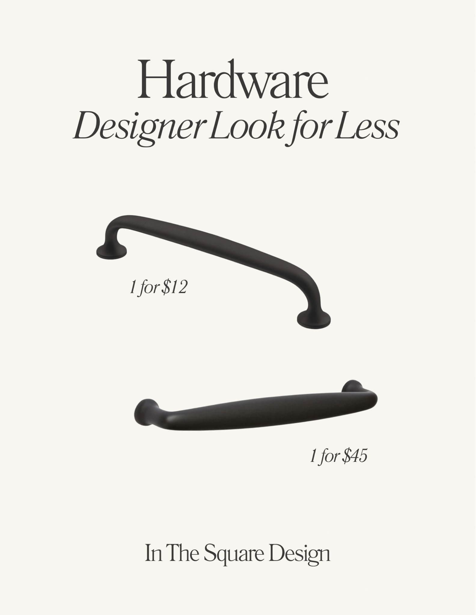 Dupe Alert
One of my favorite designer looks for less - cabinet hardware! 

Black hardware, black cabinet pulls, Amazon home, rejuvenation, contemporary, contemporary hardware, traditional hardware, matte black hardware 


#LTKfindsunder50 #LTKhome #LTKstyletip