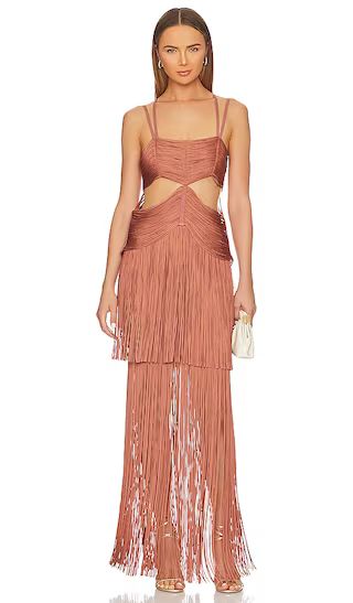 Strappy Bandeau Fringe Gown in Terracotta | Revolve Clothing (Global)