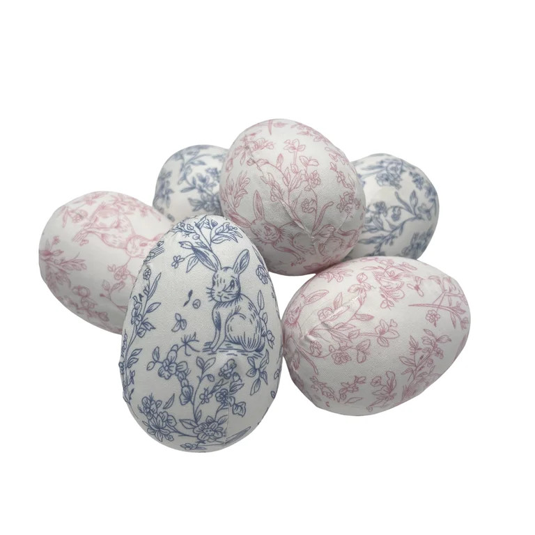 Fabric Floral Egg Filler, Pink and Blue, 6 Count, by My Texas House | Walmart (US)