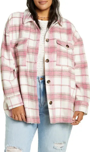 Plaid Brushed Shacket | Nordstrom