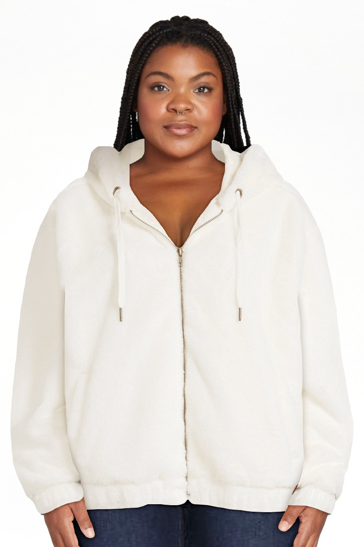 Time and Tru Women's Faux Fur Zip Up Hoodie, Sizes XS-3X - Walmart.com | Walmart (US)