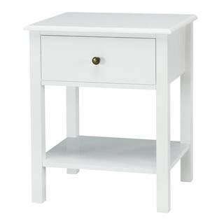 Costway 1-Drawer White Nightstand End Table Storage 18 in. L x 15 in. W x 23 in. H HW53996WH - Th... | The Home Depot