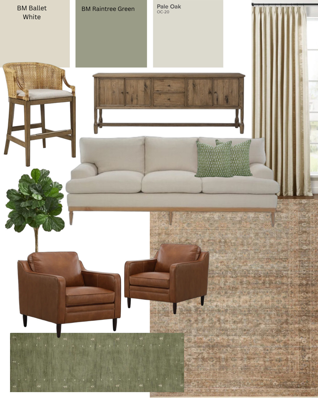 Wood, leather and touches of green. 
This look was generated for a North East facing room. The request was for Coastal New Traditional styling.
Coastal without the blue! Love it...!
 
#coastal #traditional #texture #homedecor #springdecor #freshdecor #invitinginteriors #humandesigner #designertips #designerinspo #wayfairhome #wayfairdeals #arearugs @benjaminmoore @twopages   

 #LTKhome #LTKstyletip #LTKfamily