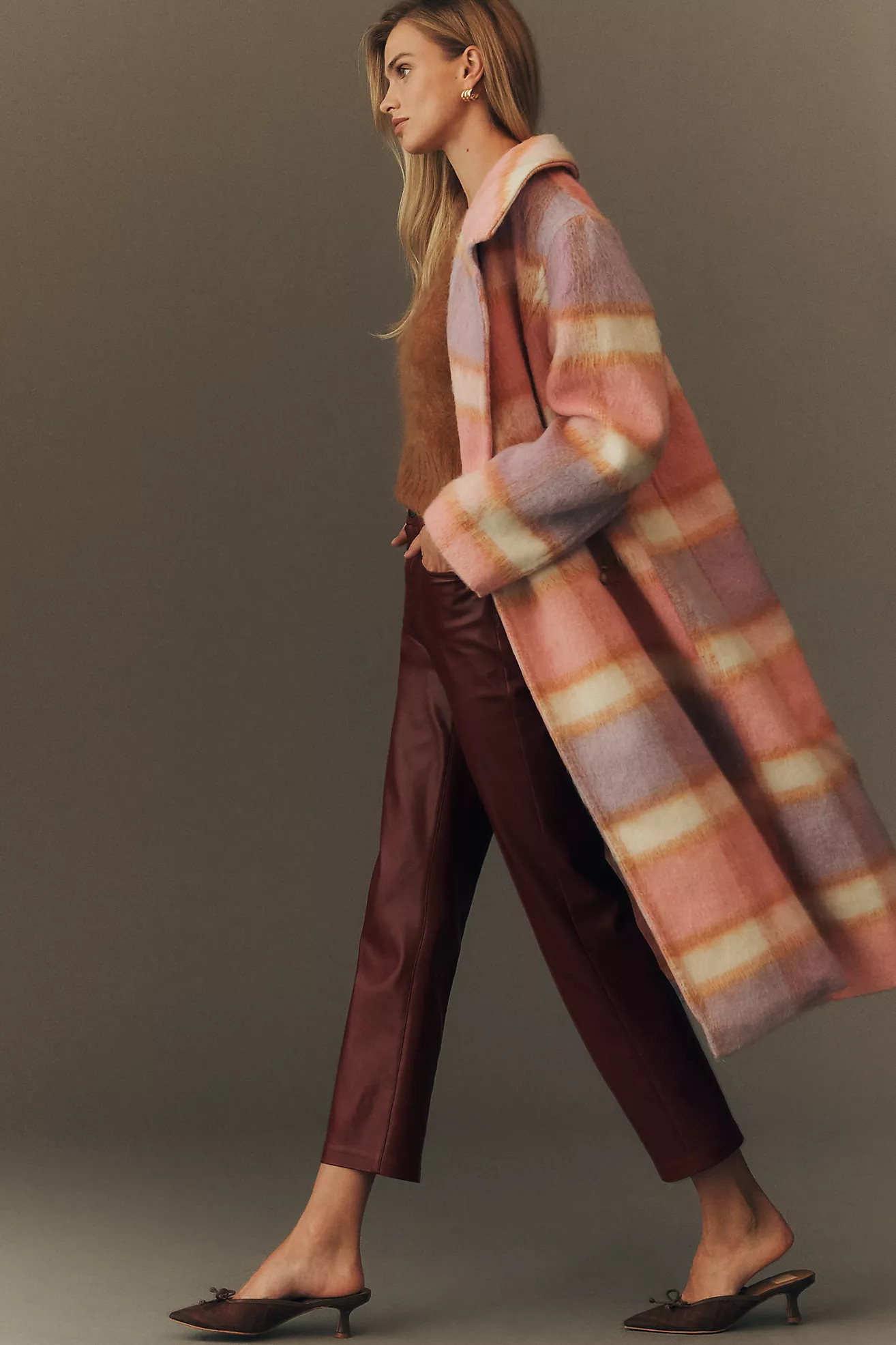 Maeve Wool Blend Plaid Long Coat | Anthropologie (US)
