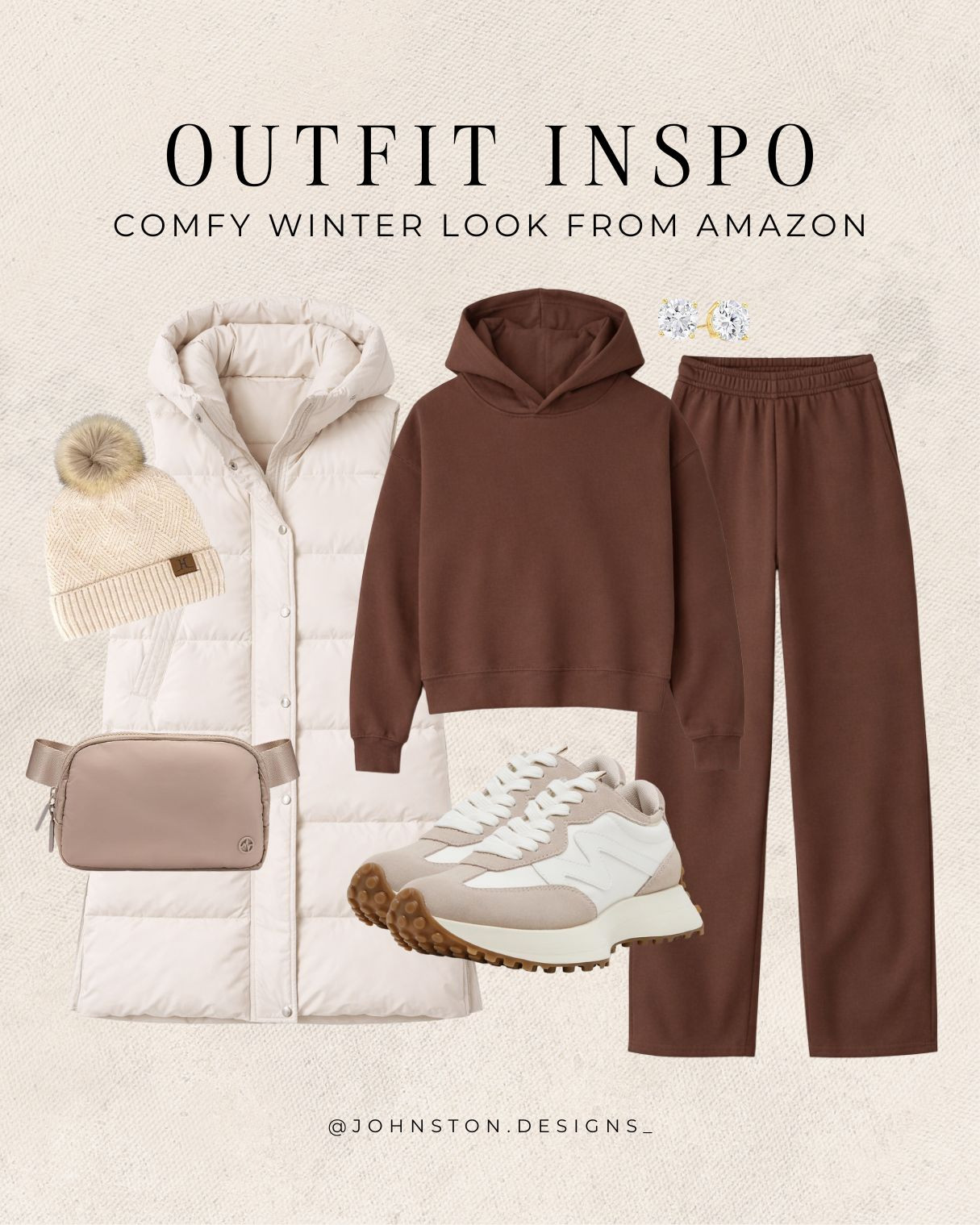 Feel cozy in this comfy winter Amazon outfit. Perfect for those chilly days! 

Sweatpants, matching set, long vest, athleisure, sneakers, chocolate brown, winter style, activewear, running errands, drop off, styled look, Amazon fashion.
 

 #LTKActive #LTKFindsUnder50