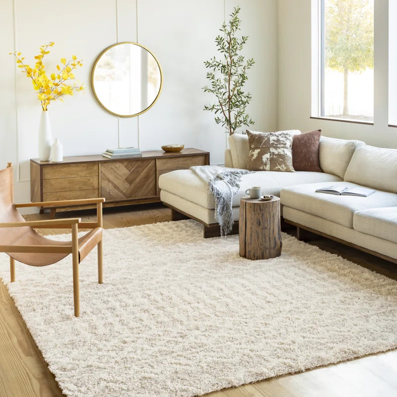 Lurdes Geometric Area Rug in Cream/Beige | Wayfair North America