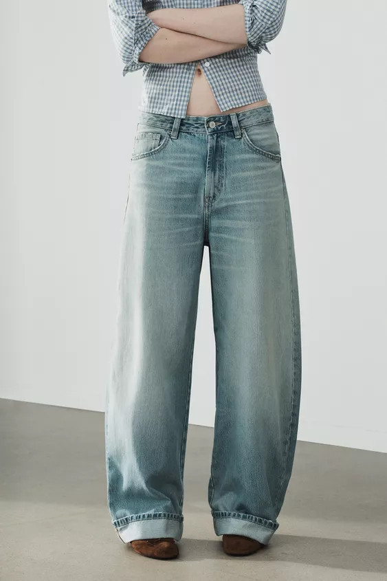 JEAN TRF BAGGY PLIÉ TAILLE MI-HAUTE | Zara FR