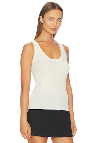 Scoop Neck Rib Tank in Flat White | Revolve Clothing (Global)