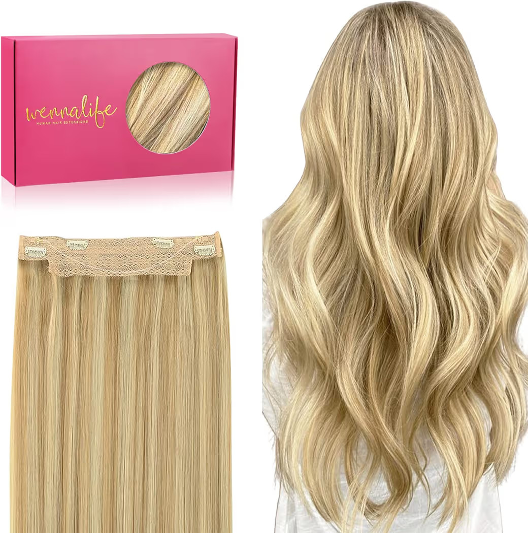 WENNALIFE Wire Hair Extensions (Increase 50% Lifespan) Real Human Hair 20 inch 110g Light Blonde ... | Amazon (US)