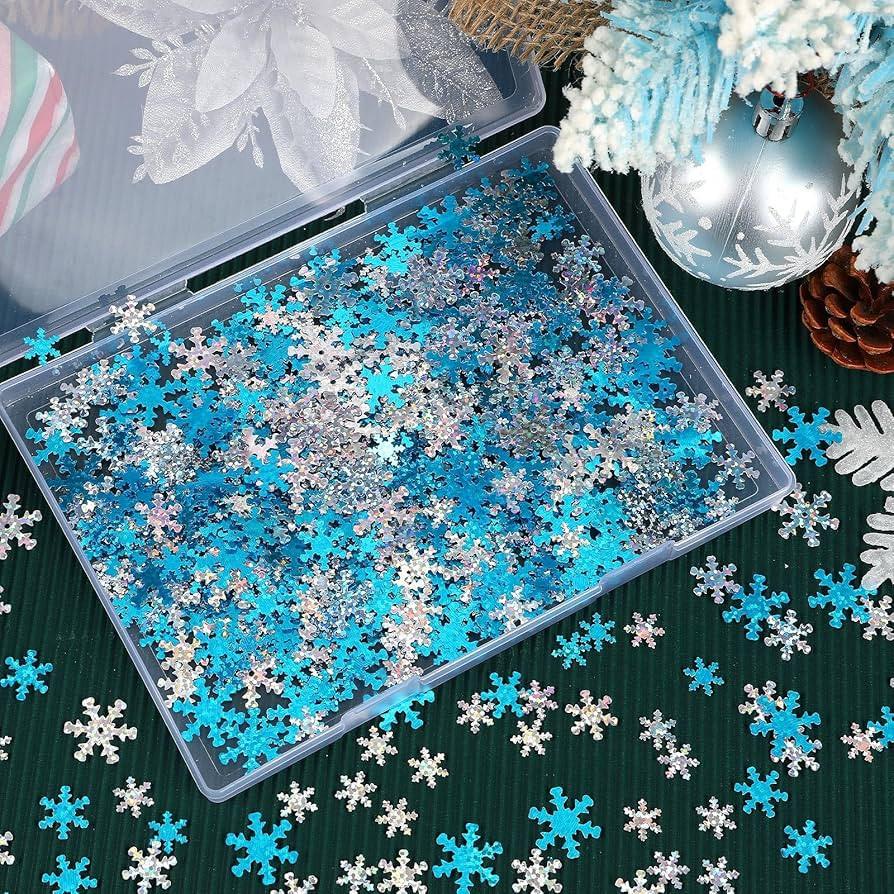 MARFOREVER Winter Snowflake Confetti Decorations, White Blue Glitter Confetti Snow Scatter Sequin... | Amazon (US)
