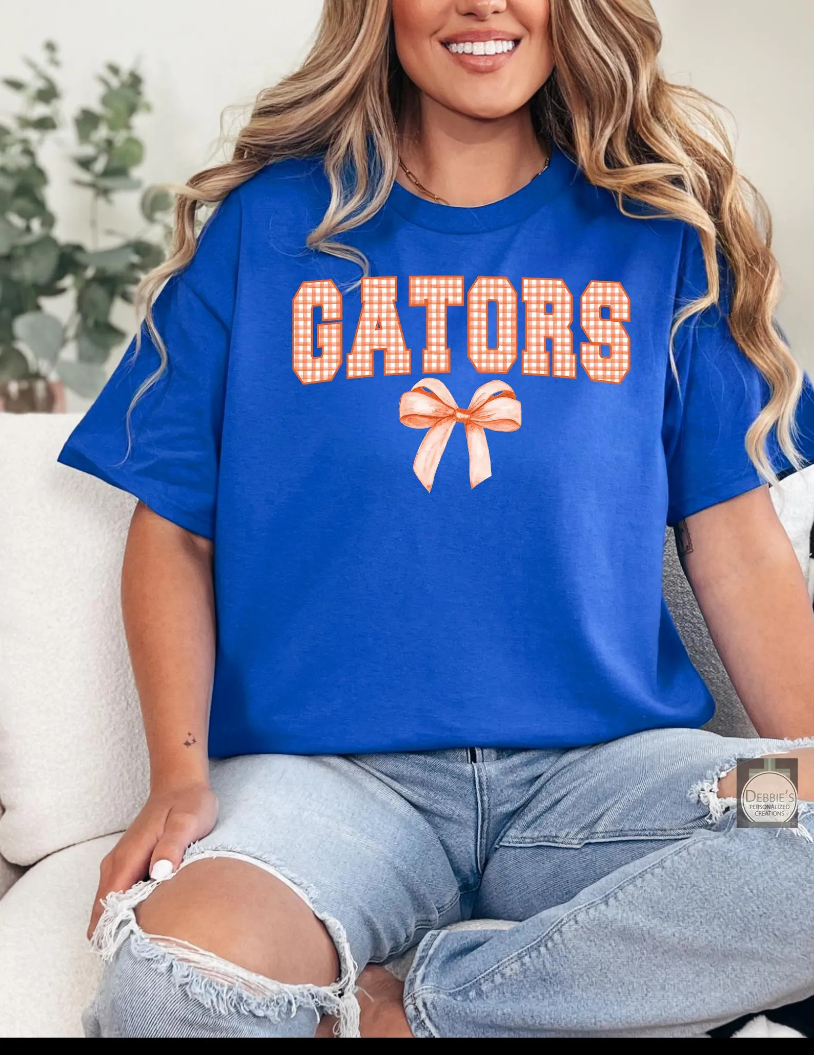 Gators Gingham Coquette Bow Shirt - Etsy | Etsy (US)