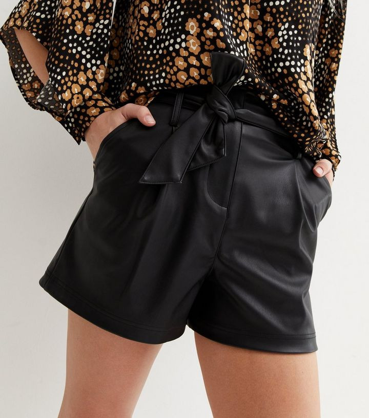 Black Leather-Look Belted Shorts
						
						Add to Saved Items
						Remove from Saved Items | New Look (UK)