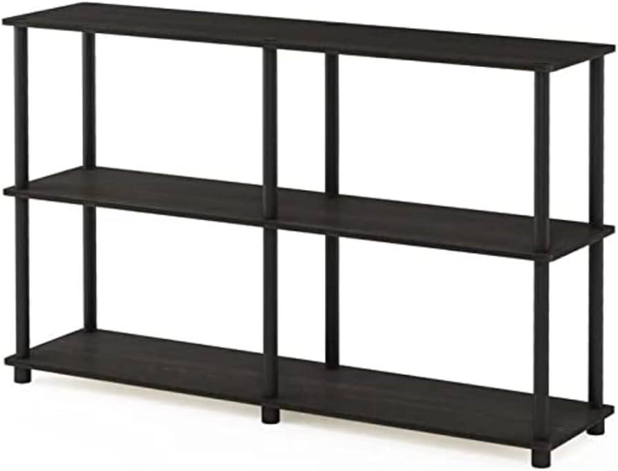 Furinno Turn-N-Tube 3-Tier Double Size Storage Display Rack, Espresso/Black | Amazon (US)