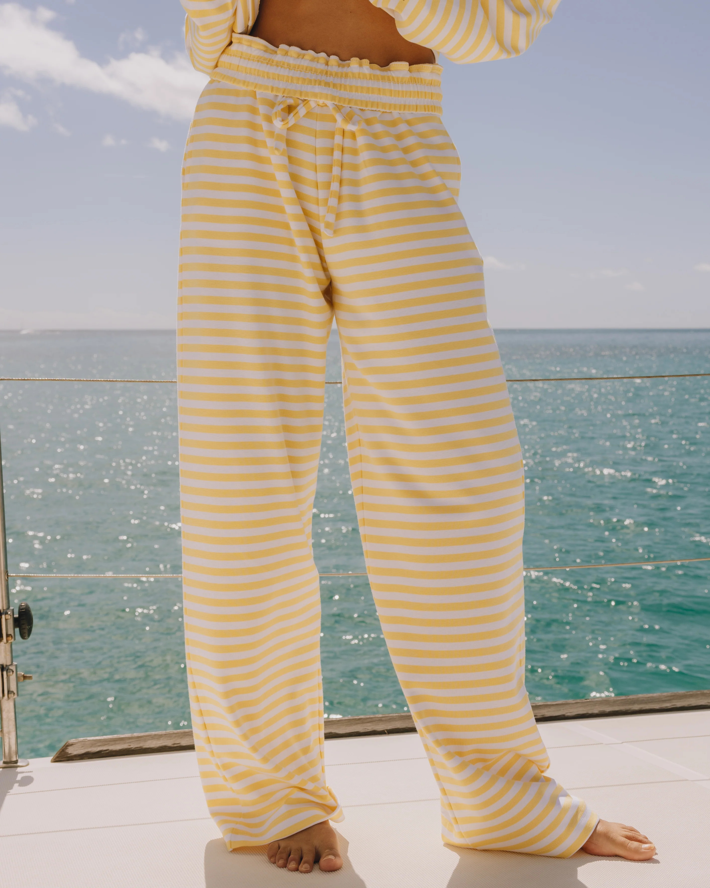 Striped Cotton Pants - Sunny/White Stripe | Daily Drills
