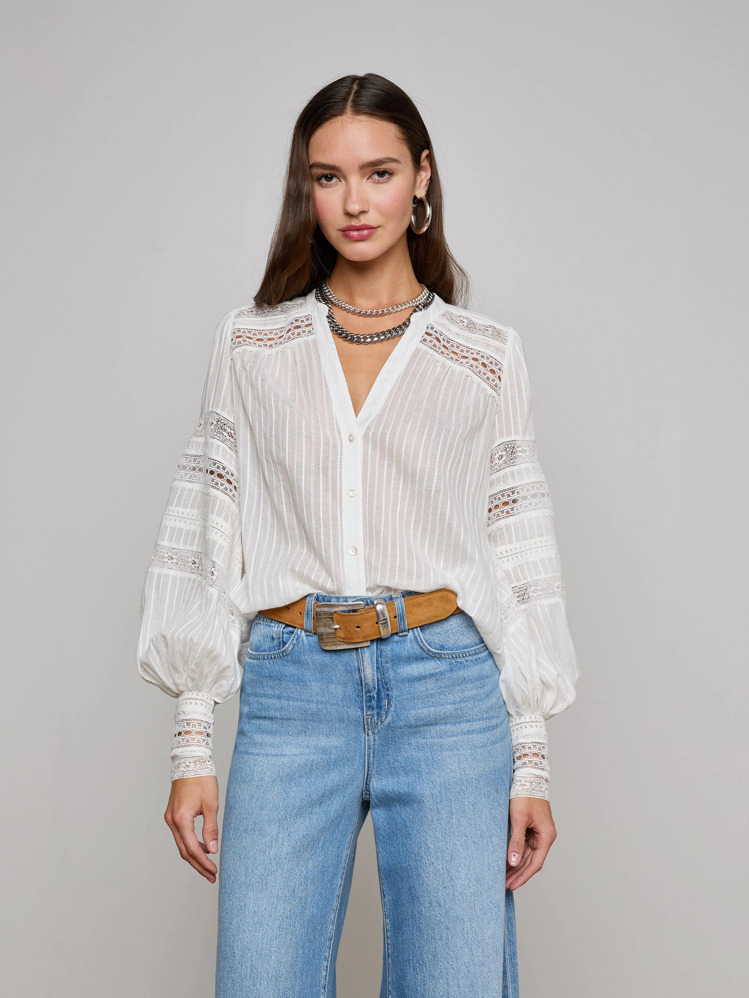 L'AGENCE - Kiera Blouse in Ivory | L'Agence