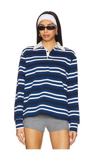 Sashia Polo Top in Blue Stripe | Revolve Clothing (Global)
