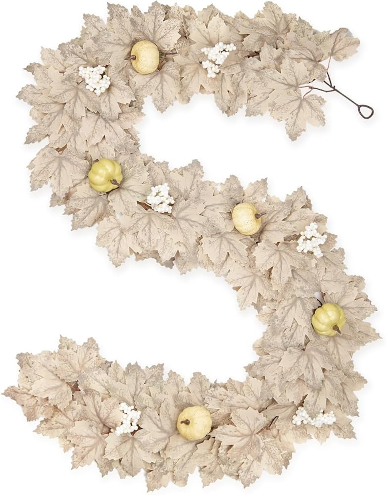 Fall Leaves Garland Decor, 6.2FT Fall Garland with Maple Leaves, Neutral Fall Foliage Garland wit... | Amazon (US)