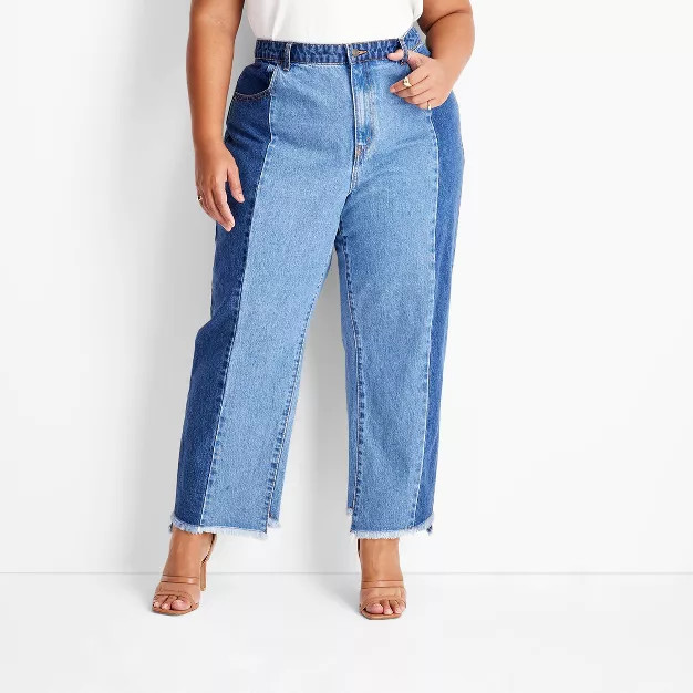 Women's Mid-Rise Two-Tone Straight Leg Jeans - Future Collective™ with Kahlana Barfield Brown B... | Target