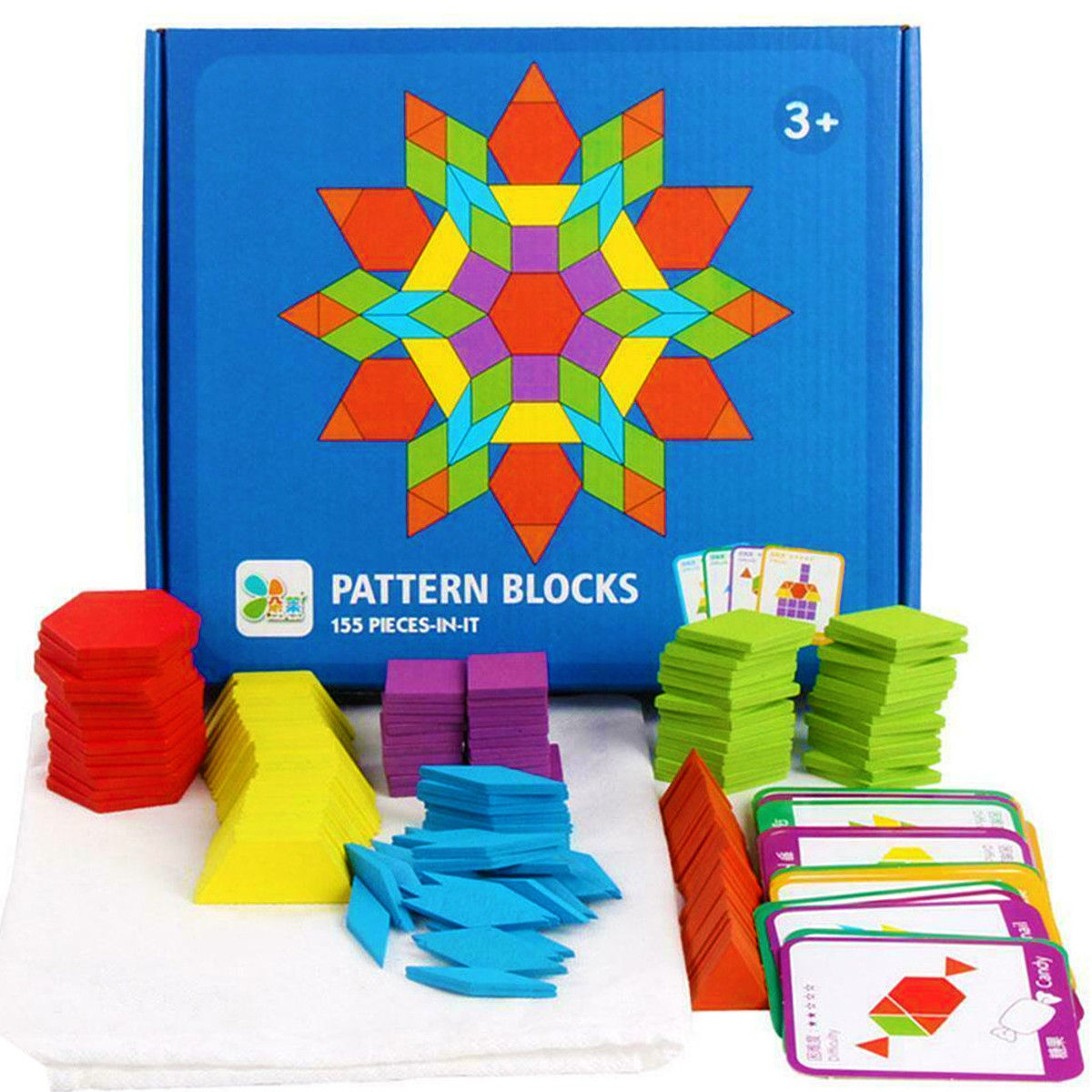 155Pcs Wooden DIY Pattern Jigsaw Blocks Set ，Kids Early Learning Geometry Shape Jigsaw Puzzle T... | Walmart (US)