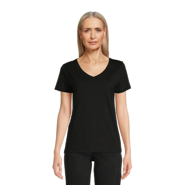 Time and Tru Women's Cotton V-Neck T-Shirt | Walmart (US)