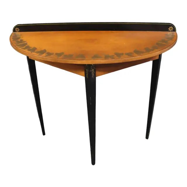 Hitchcock Early American Style Maple & Black Console Table | Chairish