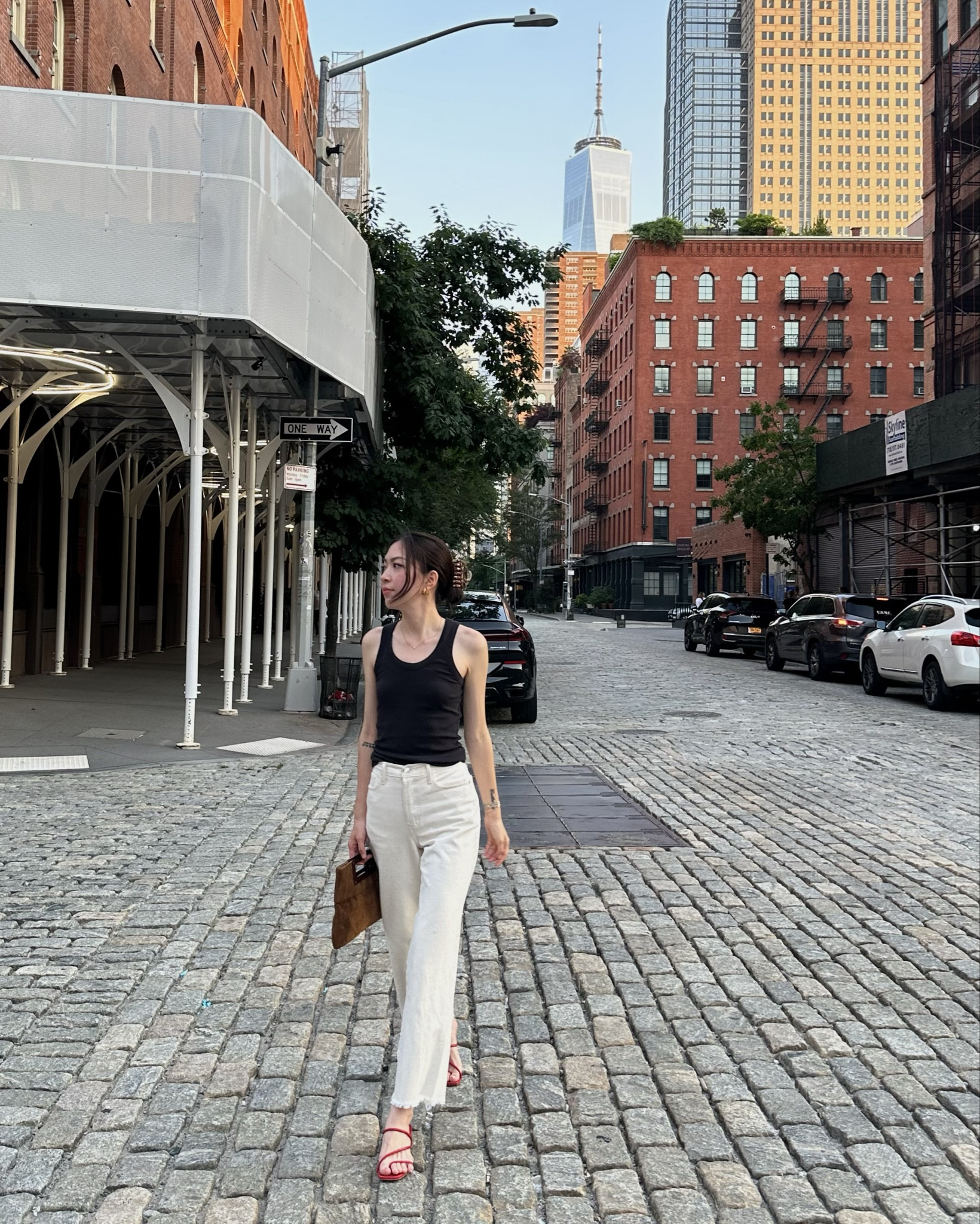 summer in the city ✨ black tank: argent, bag: Depop, red sandals: reformation

#LTKShoeCrush #LTKItBag