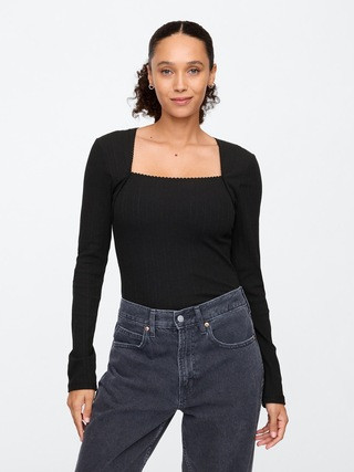 Textured Ribbed Squareneck T-Shirt | Gap Factory