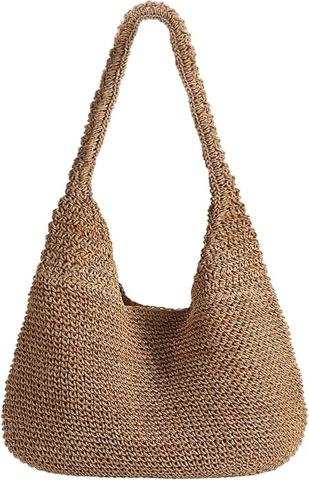 Beach Bags for Women Boho Straw Purse Summer Woven Shoulder Bag Handbag Crochet Mesh Tote Bag Vac... | Amazon (US)
