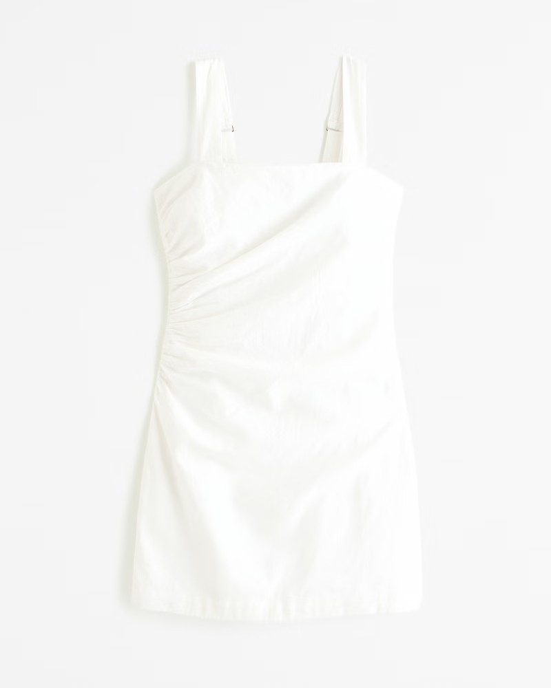 Linen-Blend Ruched Squareneck Mini Dress | Abercrombie & Fitch (US)