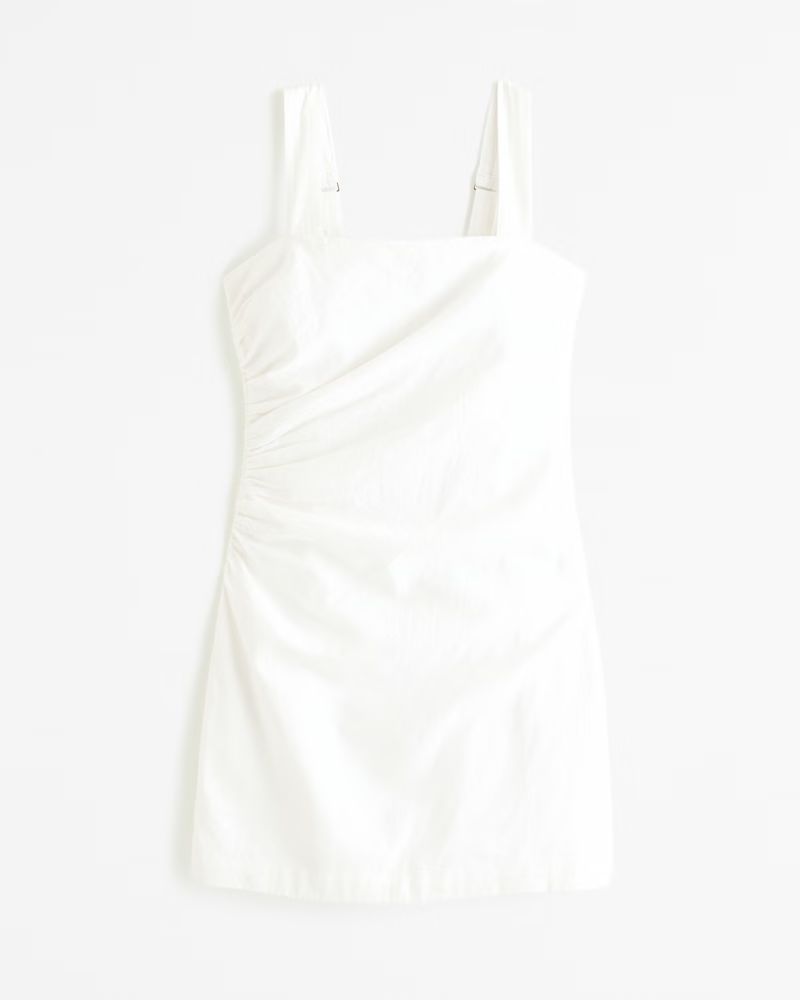 Women's Linen-Blend Ruched Squareneck Mini Dress | Women's Dresses & Jumpsuits | Abercrombie.com | Abercrombie & Fitch (US)