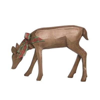 Transpac Resin 9.5 in. Brown Christmas Carved Doe Reindeer Figurine | Target